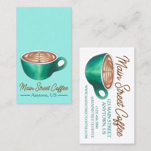 Plat White Latte Cappuccino Coffee Shop House Café Visitkort
