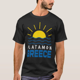 Platamon Greece Sunshine and Sea Manar Black T Shirt