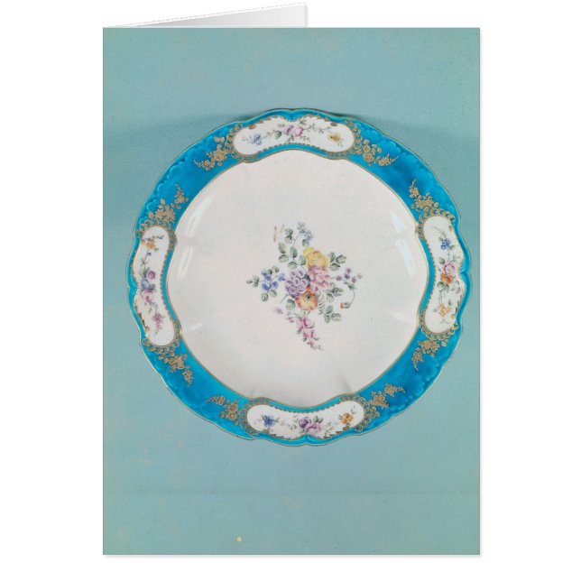 Plate dekorerade med en blommönster, Sevres Hälsningskort (Framsidan)