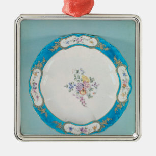 Plate dekorerade med en blommönster, Sevres Julgransprydnad Metall