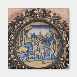 Plate dekorerade med en jaktplats magnet
