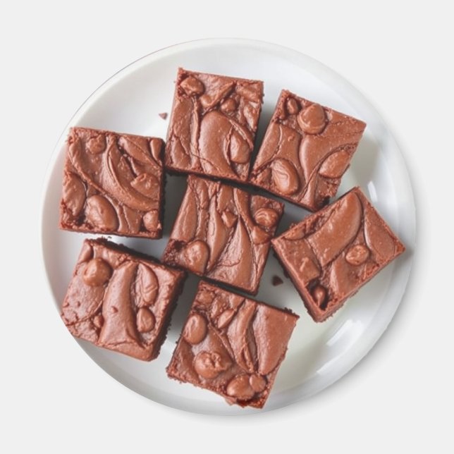 Plate of Homemade Brownies Realistic Food Magnet (Framsidan)