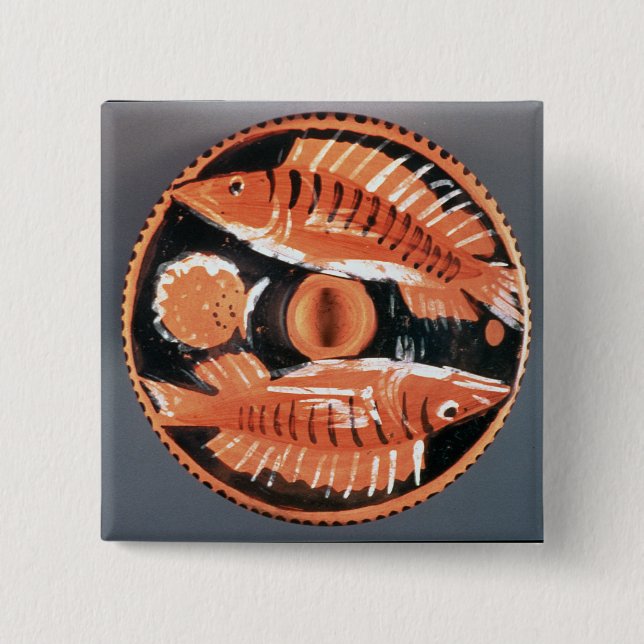 Plate som BC visar två fisk, 350 (keramiskt) Knapp (Framsida)
