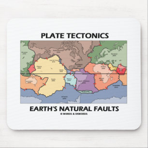 Plate Tectonics Earth's Natural Faults (världskart Musmatta