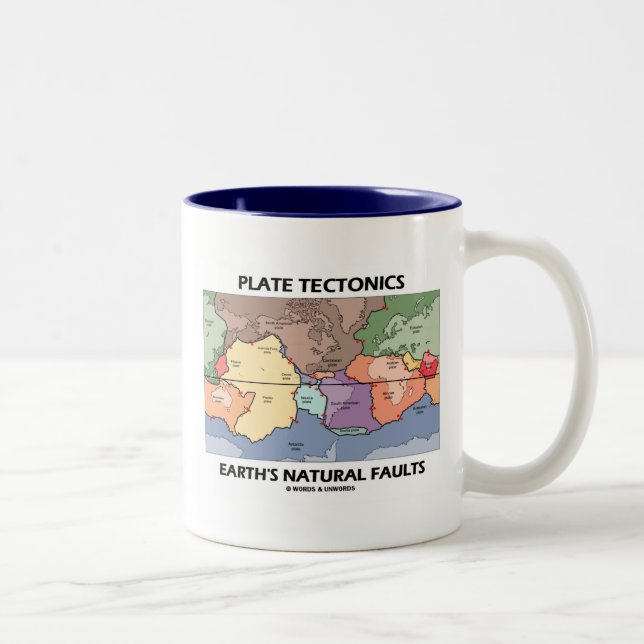 Plate Tectonics Earth's Natural Faults (världskart Två-Tonad Mugg (Höger)