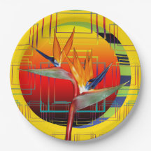 Plate Tropical Garden Party Bird of Paradise Plant
