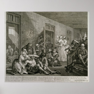 Plate VIII från A Rake's Progress, 1735 Poster