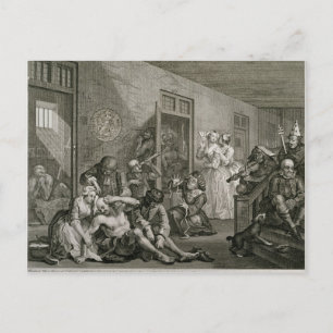 Plate VIII från A Rake's Progress, 1735 Vykort