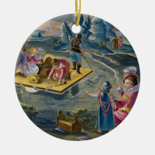 Plätera 101 från 'Venati, fiska på en sjö på Julgransprydnad Keramik