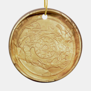 Plätera (guld) julgransprydnad keramik
