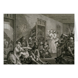 Plätera VIII från en rakes framsteg, 1735 Hälsningskort