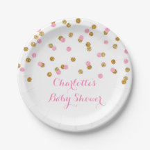 Pläterar den rodna rosa konfettibaby shower för