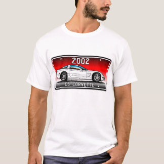 Pläterar röd bakgrund 2002 för coupen C5 Vette Lic T-shirt