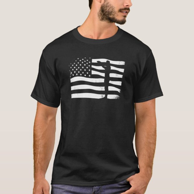 Platform Diver Us Flag Springboard Diving T Shirt (Framsida)