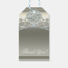 Platina Elfenbens Prinsessa Hjärt Tiara Födelsedag Presentetikett