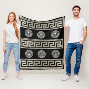 Platina Medusa Meander Grekisk Nyckel Designer Fleecefilt