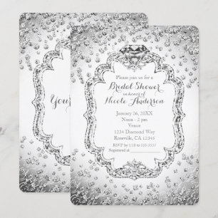 Platina Vita Silver Diamant Bling Inbjudningar