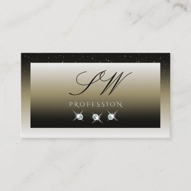 Platinum Beige Gradient Gnistra Diamonds Initialer Visitkort (Framsida)