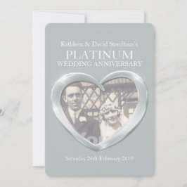 Platinum bröllop hjärta foto årsdag inbjudan