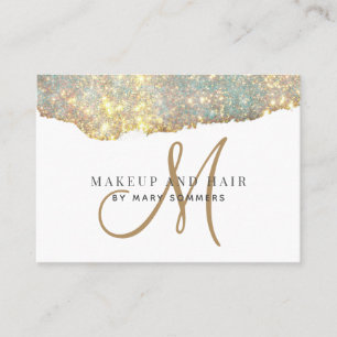Platinum Glitter Guld Monogram Makeup Artist Busi Visitkort