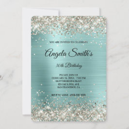 Platinum Glitter Turcos Foil Finare Monogram Inbjudningar