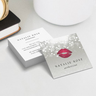 Platinum Glow Aesthetician eller Makeup Artist Fyrkantigt Visitkort