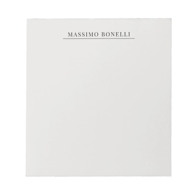 Platinum Grå Minimalistisk Enkel Modern Egen Namn Anteckningsblock (Framsida)