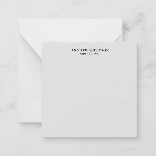 Platinum Grå Professionell Modern Enkel Minimalist Anteckningskort (Framsida)