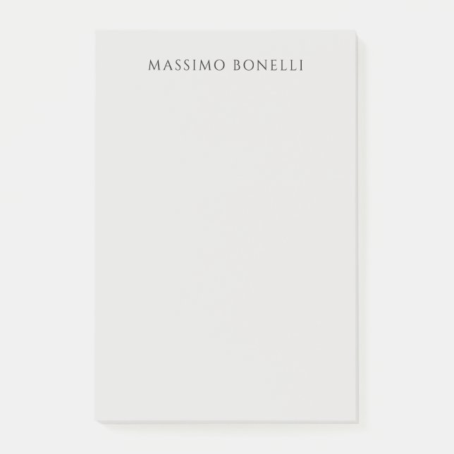 Platinum Grey Minimalist Plain Legible Modern Post-it Block (Framsida)