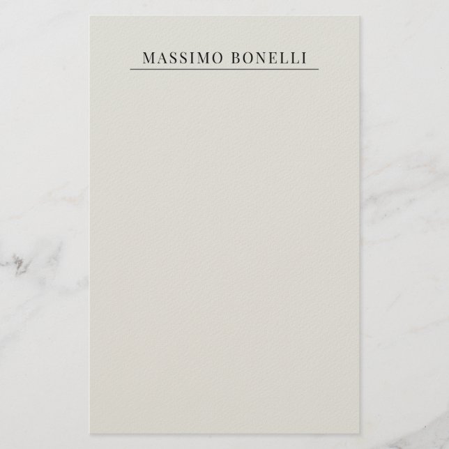 Platinum Grey Minimalist Plain Modern Own Name Brevpapper (Framsida)