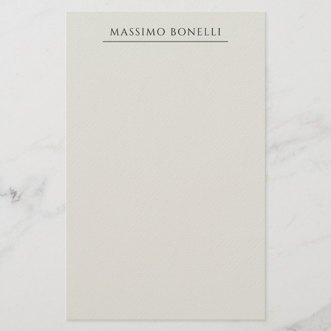 Platinum Grey Minimalist Plain Modern Own Name Brevpapper (Framsida)