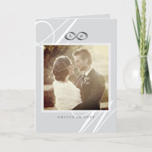 Platinum Infinity Symbol Monogram Photo Bröllop Tack Kort