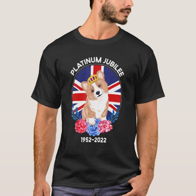 Platinum Jubilee 2022 British Monarch Queen Corgi T Shirt (Framsida)