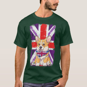 Platinum Jubilee 2022 Corgi Puppy & Union Jack for T Shirt