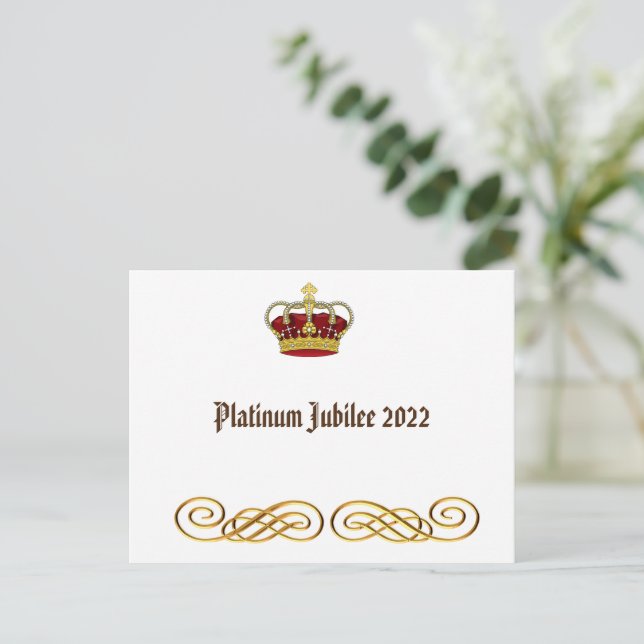 Platinum Jubilee 2022 Krona Vykort (Stående Fram)