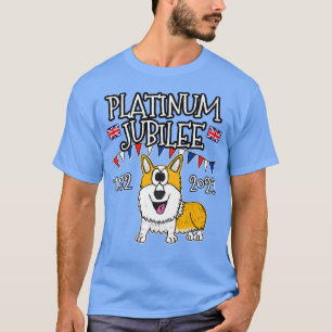 Platinum Jubilee Corgi Hund UK Flagga T Shirt