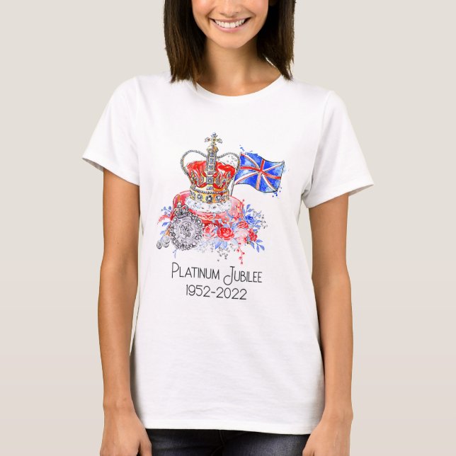 Platinum Jubilee krona flagga T Shirt (Framsida)