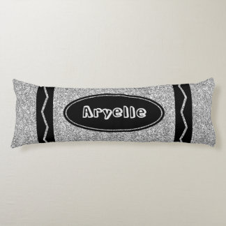 Platinum Silver Glitter Crayon Body Pillow + Namn Kroppskudde