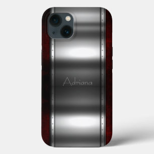 Platinum Silver Stainless Steel Print iphone 15
