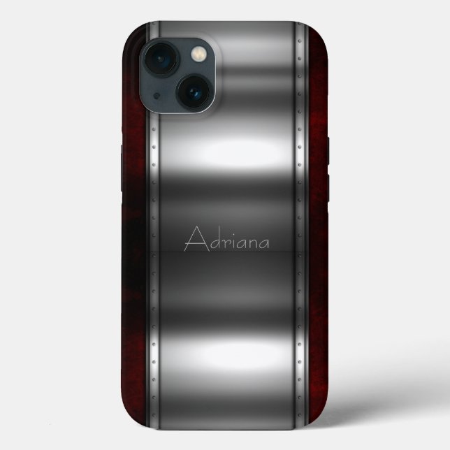 Platinum Silver Stainless Steel Print iphone 15 (Baksida)