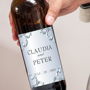 Platinumdiamanter Snyggt Klassiskt Bröllop Vinflaska Etikett