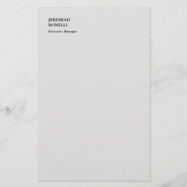 Platinumgrå minimalistisk modern  brevpapper (Framsida)
