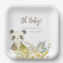 Plato cuadrado Baby Shower Panda