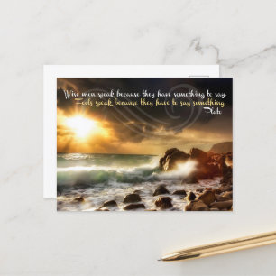 Plato Inspirational Quote "Wise manar talar" Vykort