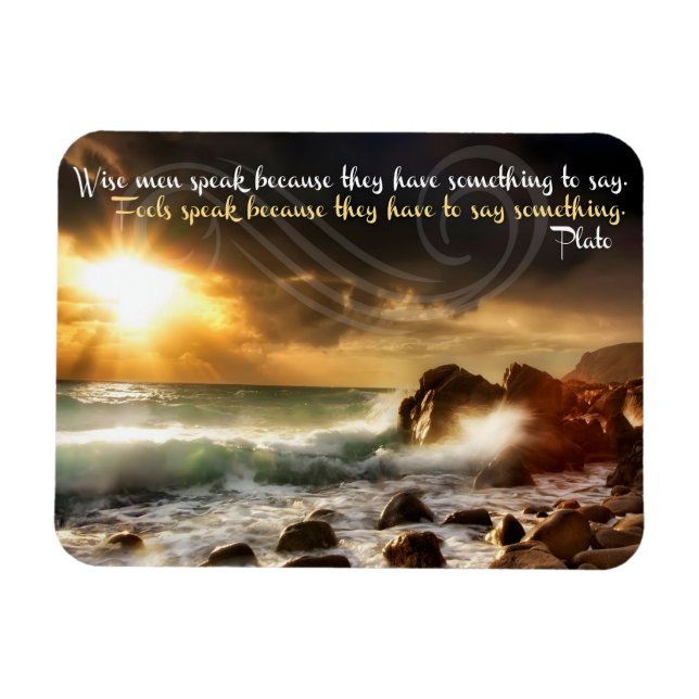 Plato Inspirational Quote "Wise manar Talk" Flexi Magnet (Horisontell)