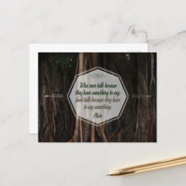 Plato Inspirational Quote "Wise manar Talk" Vykort