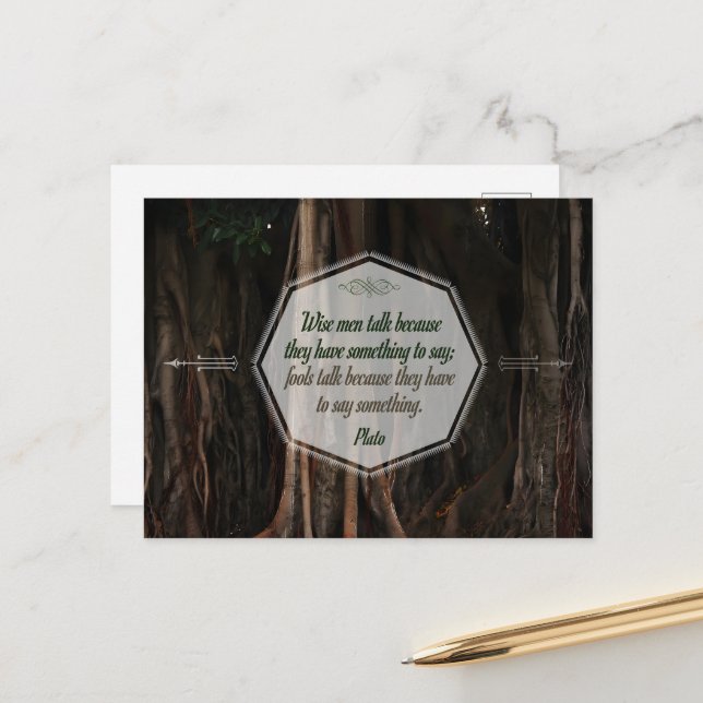 Plato Inspirational Quote "Wise manar Talk" Vykort (Fram/Back In Situ)
