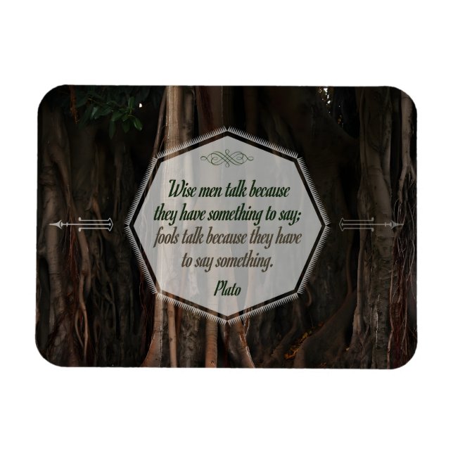 Plato inspirationcitat "Wise manar Talk" Flexibel Magnet (Horisontell)