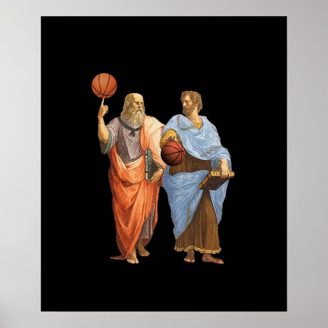 Plato och Aristoteles i Epic Basketball Match Poster (Framsidan)