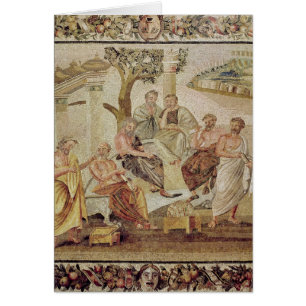Plato som samtalar med hans elever hälsningskort
